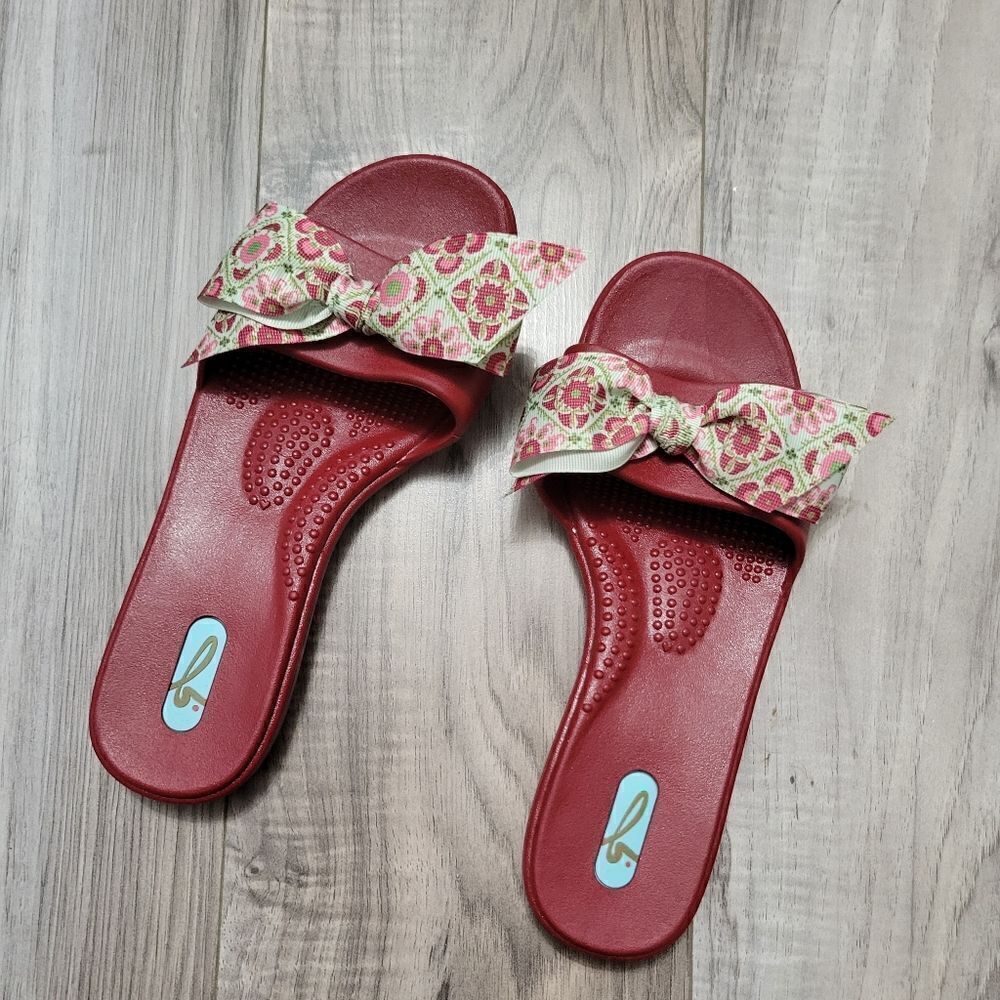 Oka B maroon sandals with bow